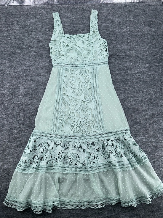 Just Me Dresses & Skirts - Just Me Women’s Mint Green Dress with Delicate Crochet Trim